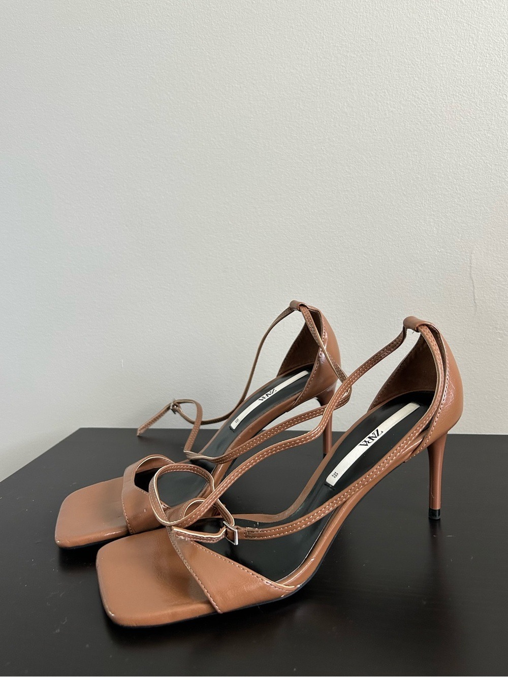 Zara Brown Square-Toe Heel Sandals, Size 39. - Picture 2 of 14
